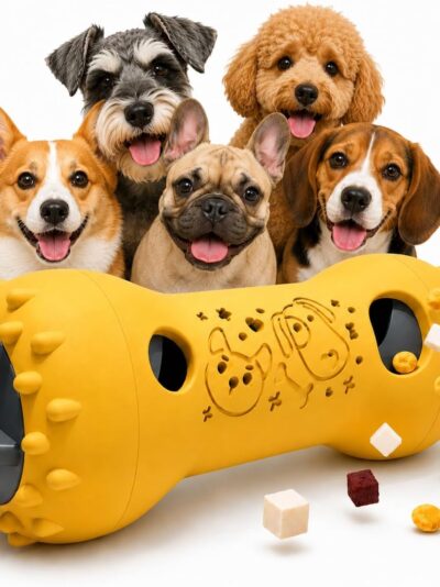 Interactive Dog Toys,Adjustable Treat Dispensing Toy to Keep Them Busy(Modern-Yellow)